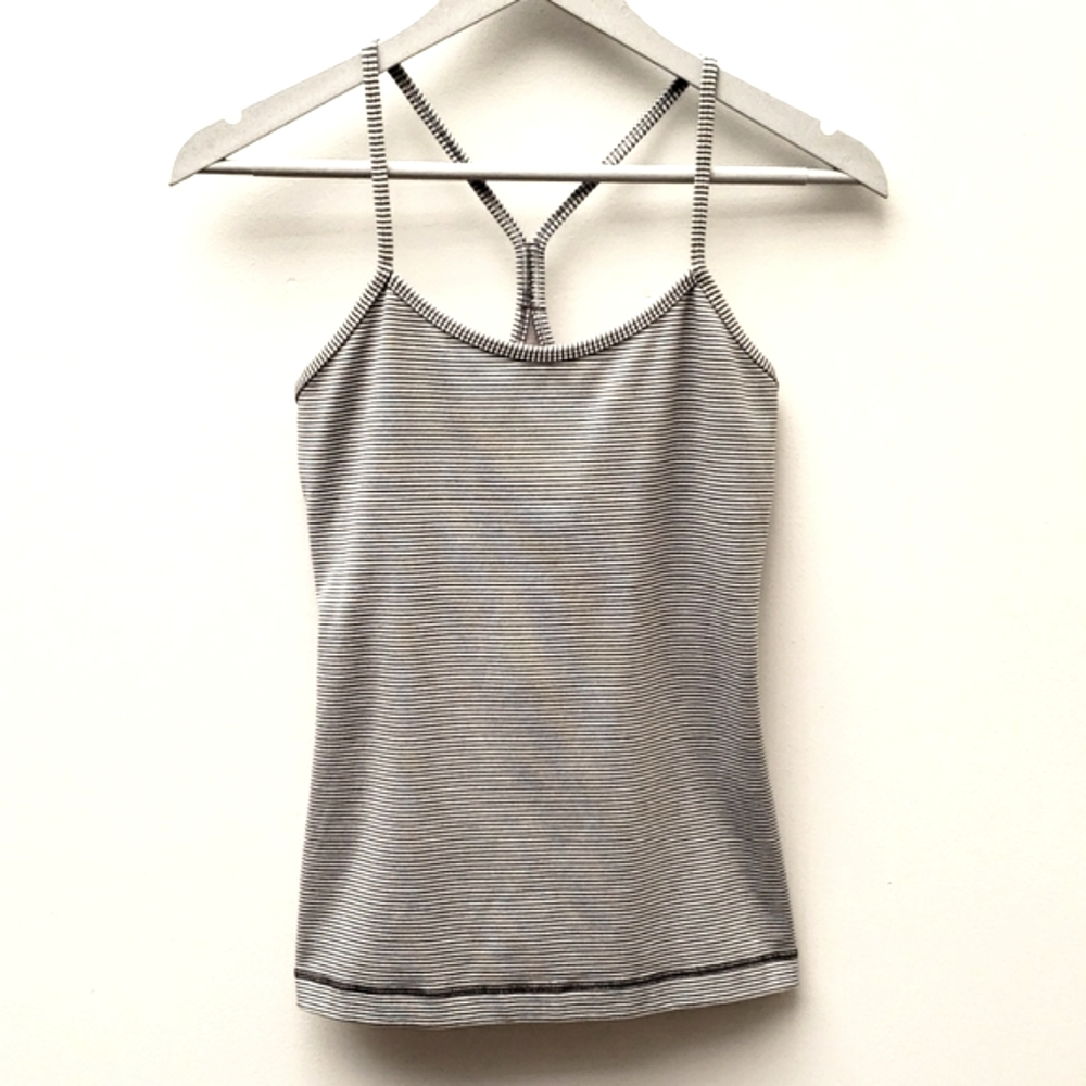 Lululemon Power Y Tank Hyper Stripe Black Ghost Women's Size 6